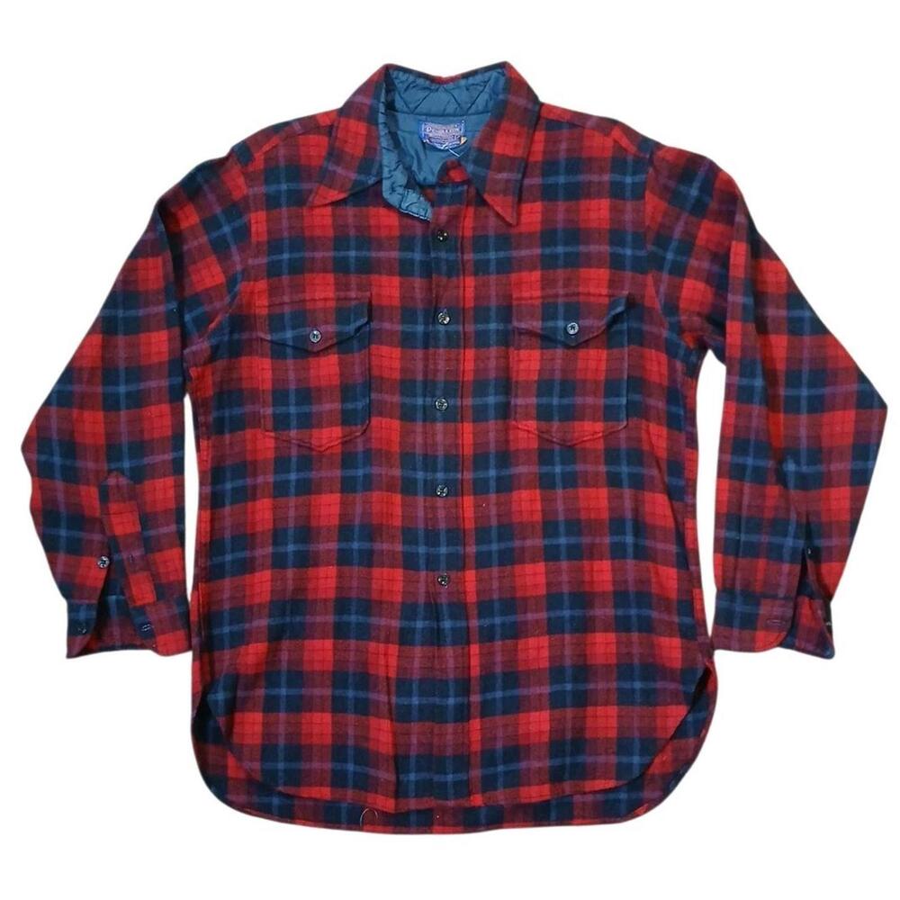 Pendleton Red and Navy Plaid Casual Button-Down Shirt